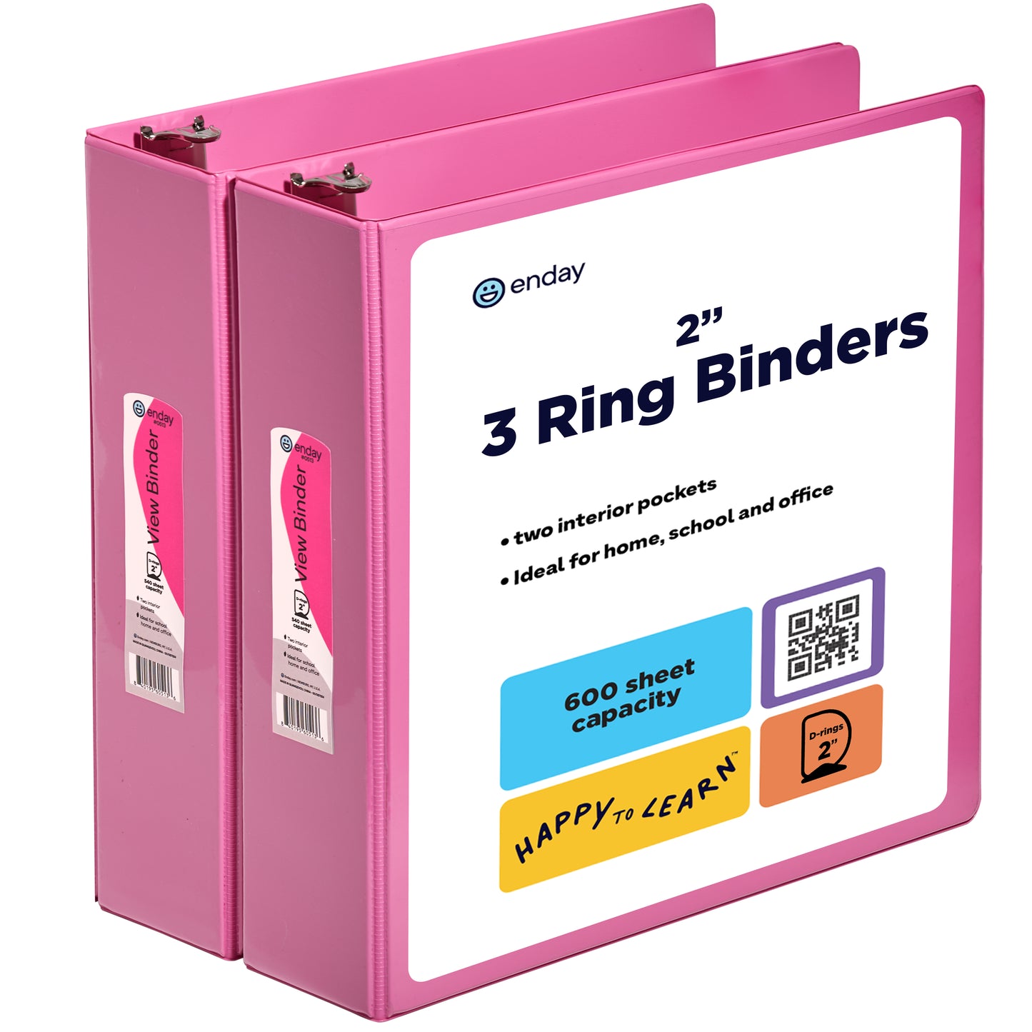 3 Ring Binder (2 Pack) Three Ring Binder, Clear View Cover with 2 Inside Pockets