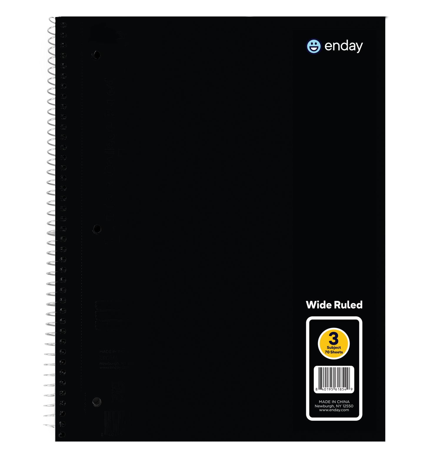 Enday 3-Subject Spiral Notebook Wide Ruled - 120 Sheets