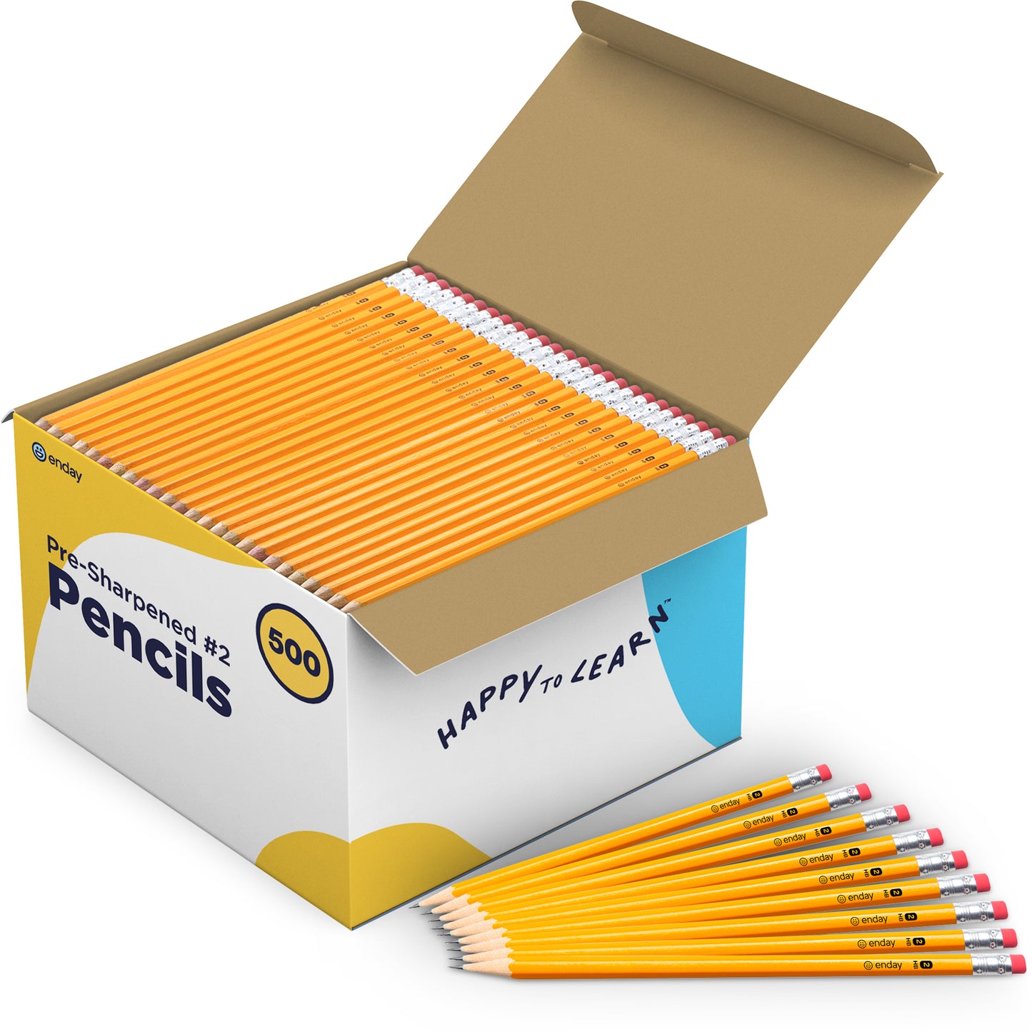 Enday Bulk Box of # 2 Pre-Sharpened Wood Pencils