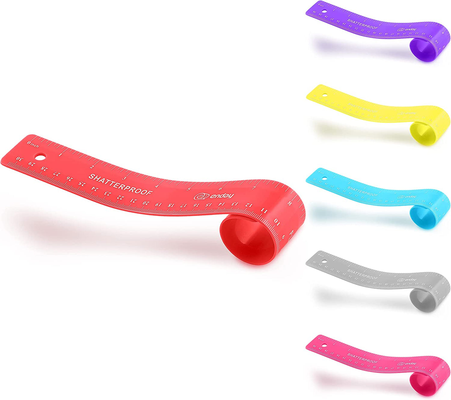 Enday 12" (30cm) Shatterproof Flexible Ruler