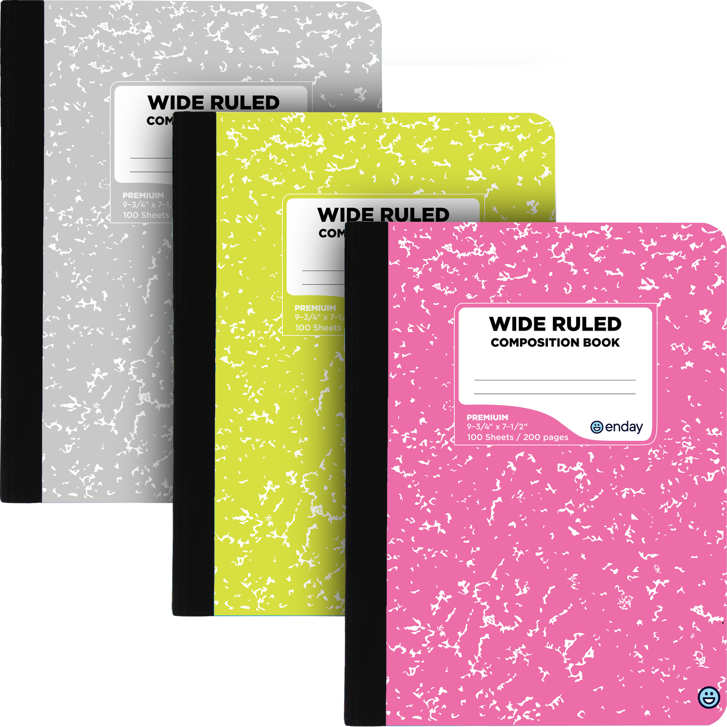 Composition Notebooks Wide Ruled Paper, Colored Marble Composition Notebook Covers, 100 Sheets (200 pages) Composition Books, Wide Ruled, Pink -Red -Grey -Green – by Enday (Colored wide-ruled, 4 Pack)