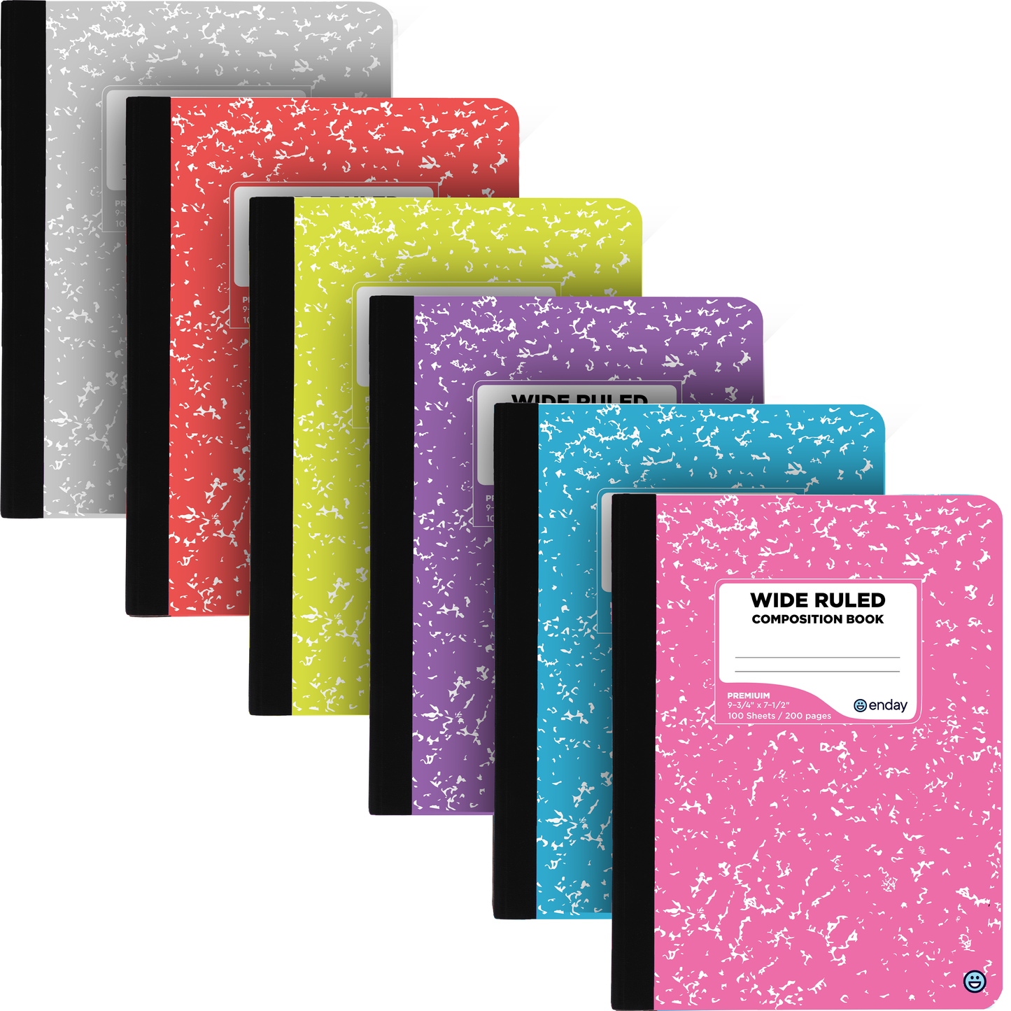 Composition Notebooks Wide Ruled Paper, Colored Marble Composition Notebook Covers, 100 Sheets (200 pages) Composition Books, Wide Ruled, Pink -Red -Grey -Green – by Enday (Colored wide-ruled, 4 Pack)
