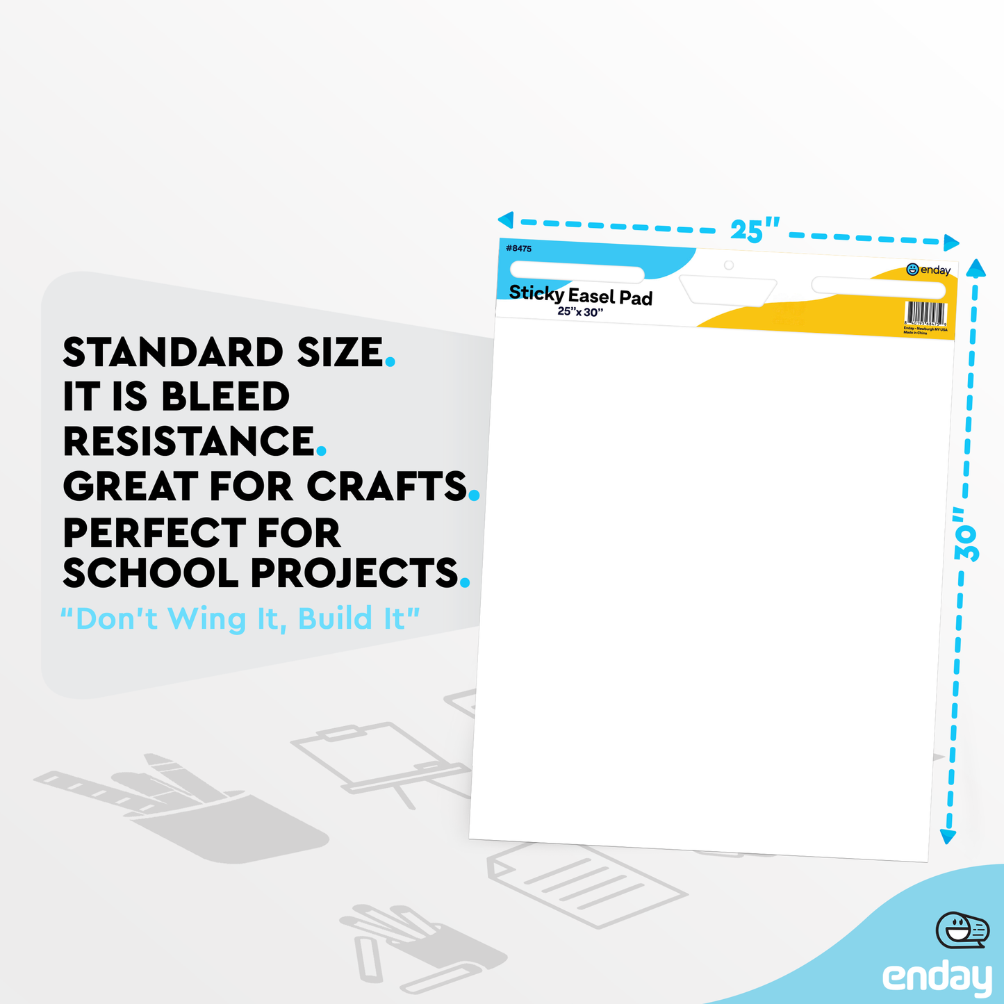 Enday Sticky Easel Pads 25"x 30" (2 Pack) - Anchor Chart Paper, Chart Paper for Teachers, Flip Chart Paper, 25 in x 30 in Easel Paper, Large White Easel Pads Self Sticky Chart Paper 30 Sheets Per Pad