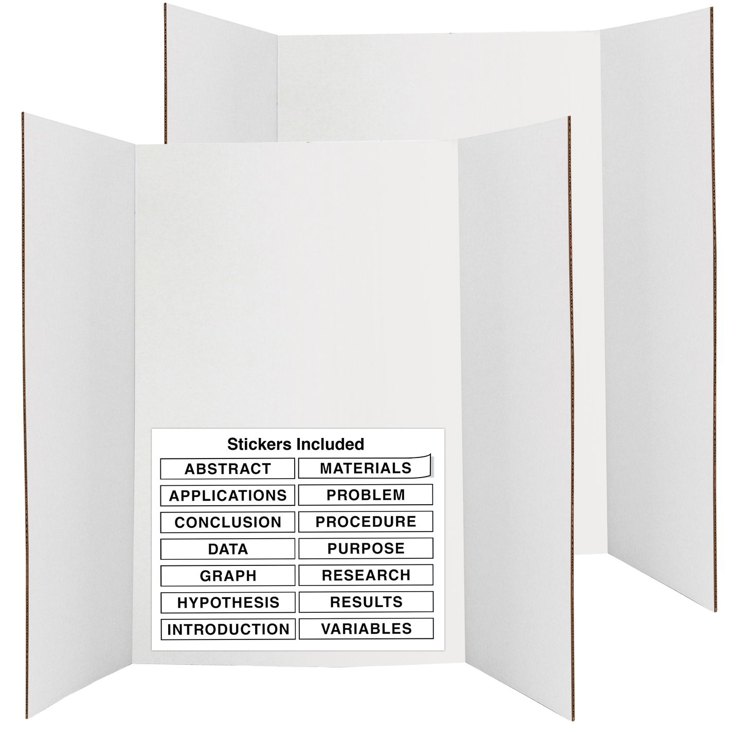Trifold Poster Board 36" x 48" White Presentation Board - Self-Adhesive Science Subtitles Included - Science Fair Display Boards, for School, Fun Projects and Business Presentations
