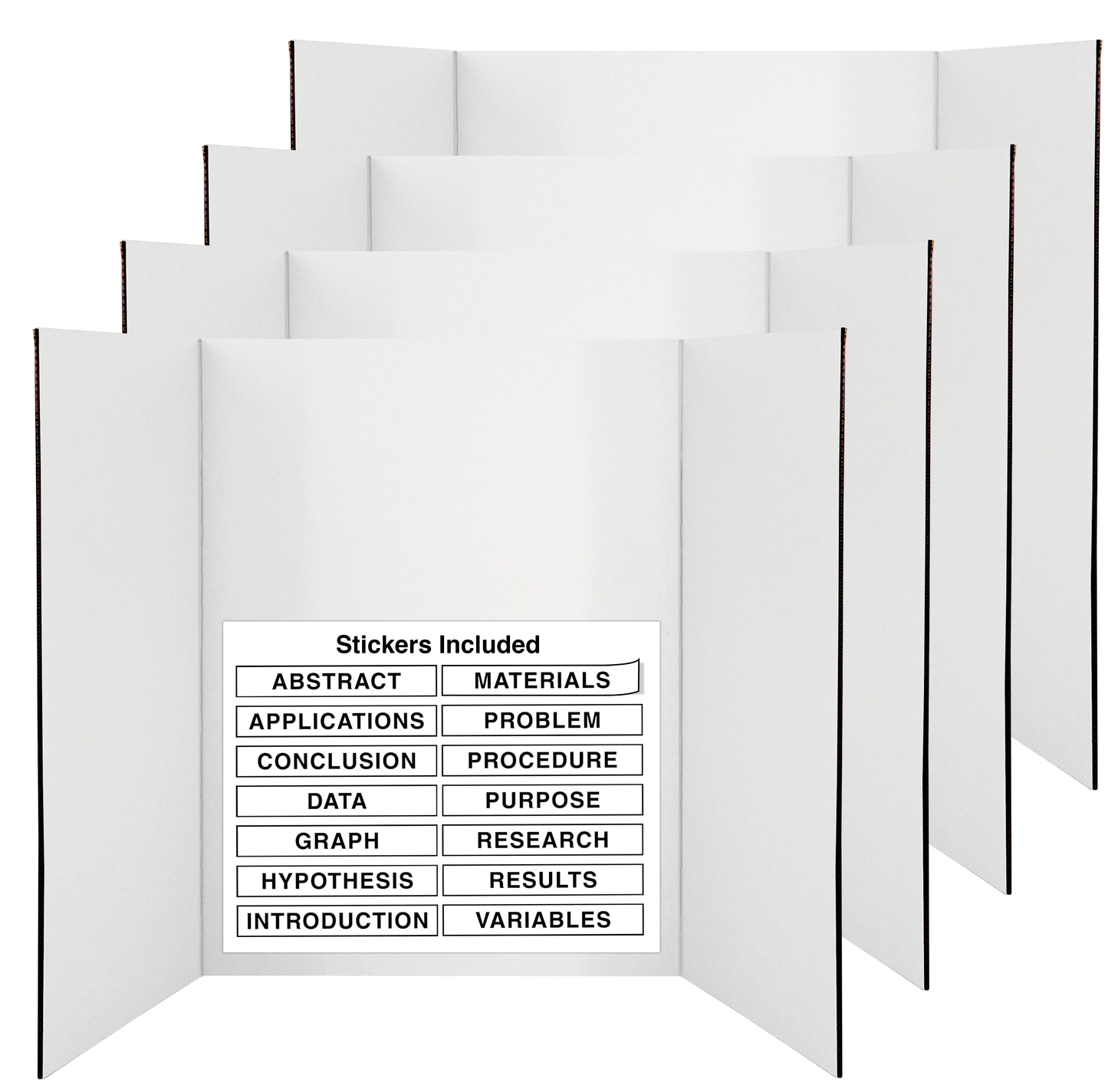 Trifold Poster Board 36" x 48" White Presentation Board - Self-Adhesive Science Subtitles Included - Science Fair Display Boards, for School, Fun Projects and Business Presentations