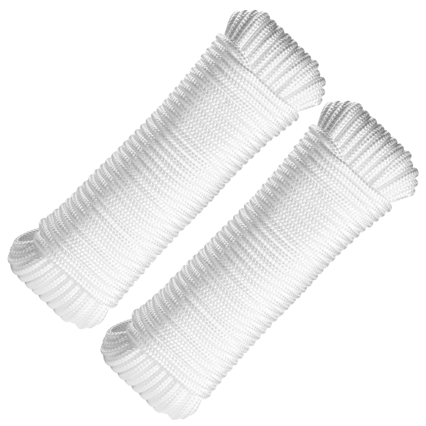 RamPro 1/4" Nylon Rope – Durable White Rope for Flagpole Replacement, Camping, Hiking, Laundry Line, Tie-Downs, Pulling, Swings & More Outdoors.