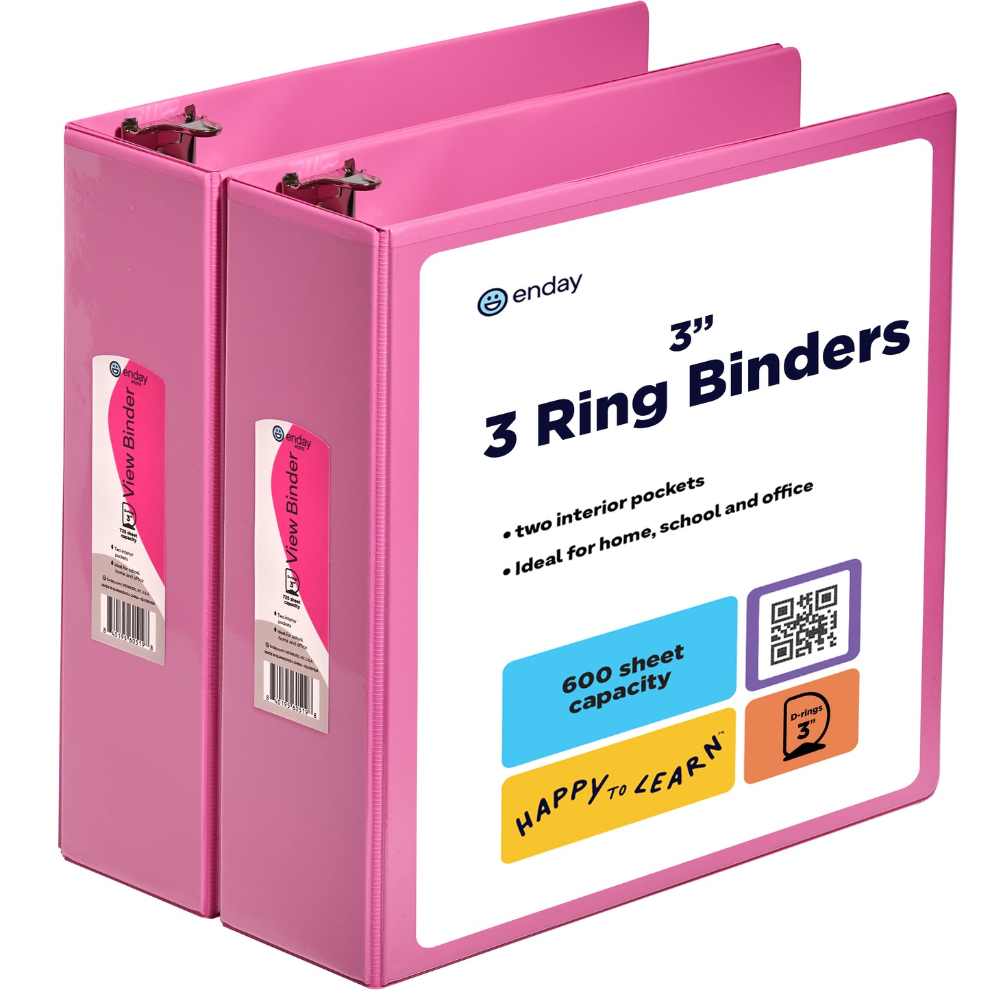 3 Ring Binder  (2 Pack) Three Ring Binder, Clear View Cover with 2 Inside Pockets