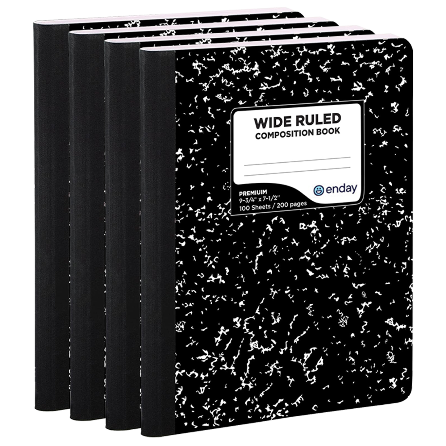 Enday Black Marble Composition Notebook, Wide Ruled, 100 Sheets - Packs
