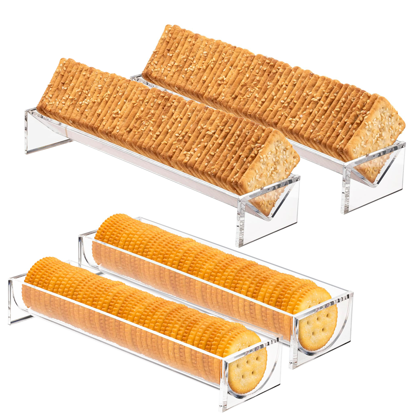 Srenta Clear Cracker Tray for Serving, Set of Rectangular Cracker Holder for Serving Trays, Acrylic Food Display Cracker Serving Stand for Home