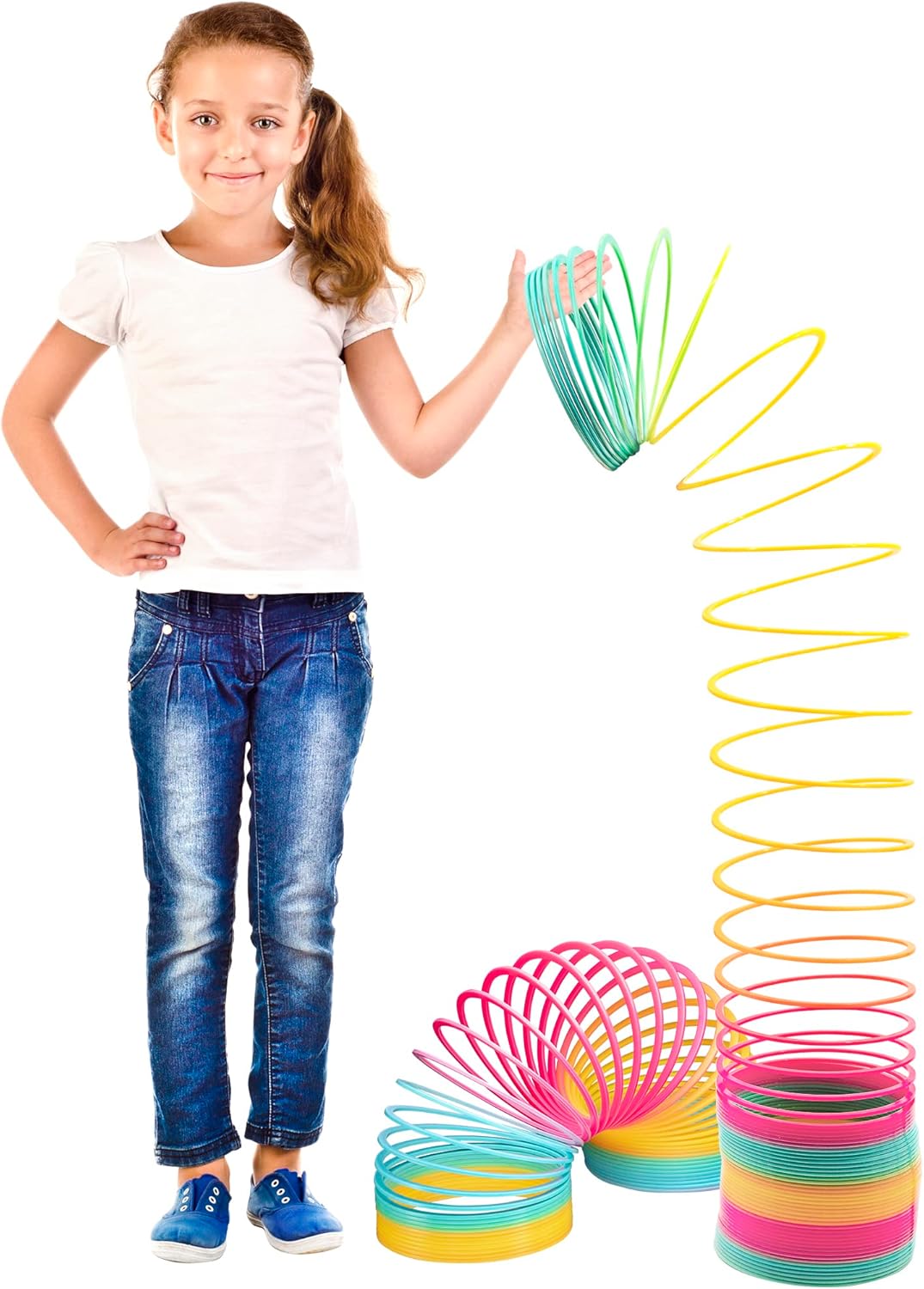 Giant 6" Rainbow Slinkie Toy – Big Plastic Coil Spring for Kids, Fun Party Favor, Birthday Gift for Boys & Girls, Jumbo Slinkie by Srenta.