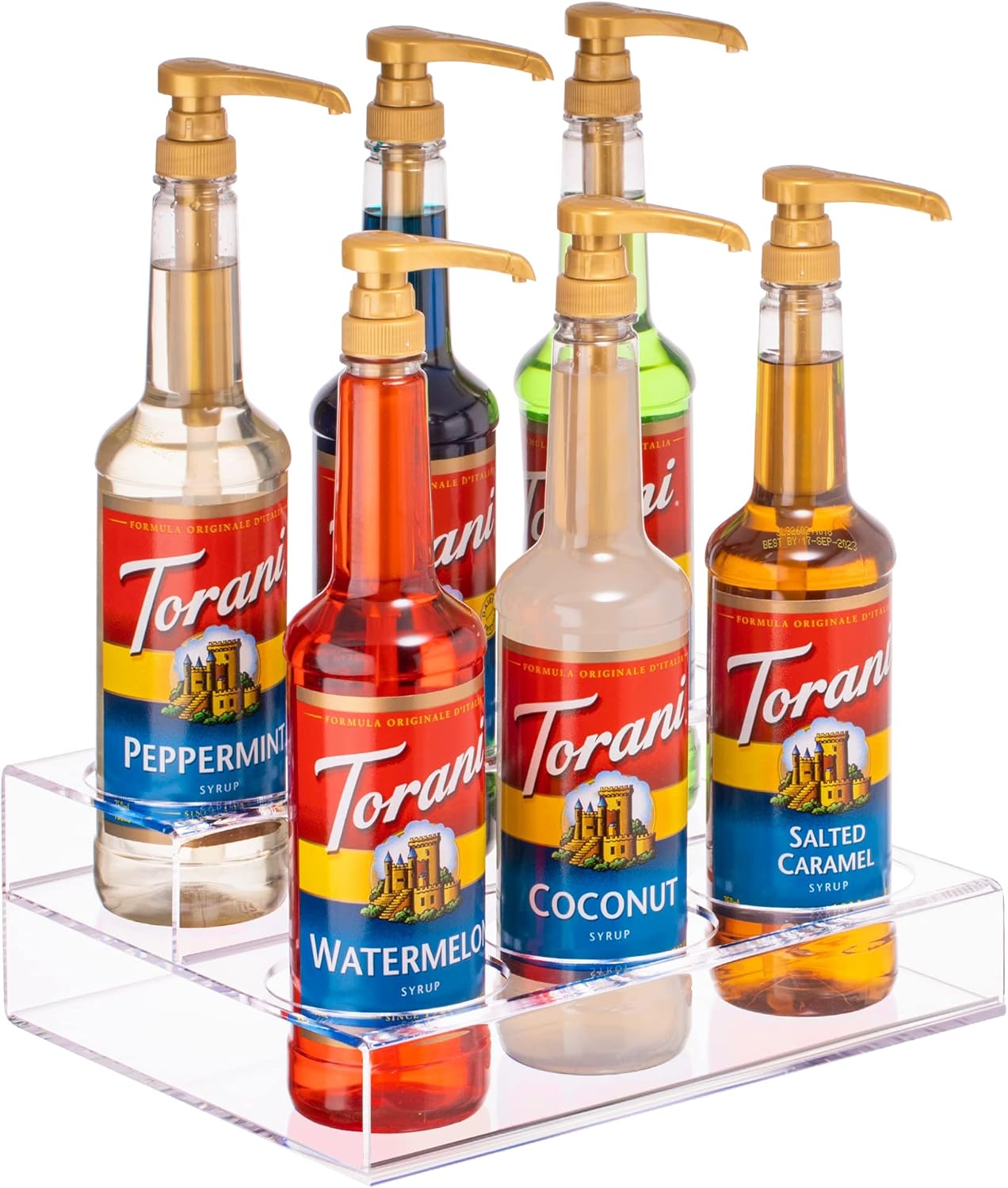 Acrylic Wine Bottle Holder – 2-3 Tier Display Rack Holds 6-9 Bottles for Bar, Kitchen, Pantry, or Fridge – Organizer for Wine, Soda, Beer & Syrups.