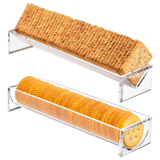Srenta Clear Cracker Tray for Serving, Set of Rectangular Cracker Holder for Serving Trays, Acrylic Food Display Cracker Serving Stand for Home