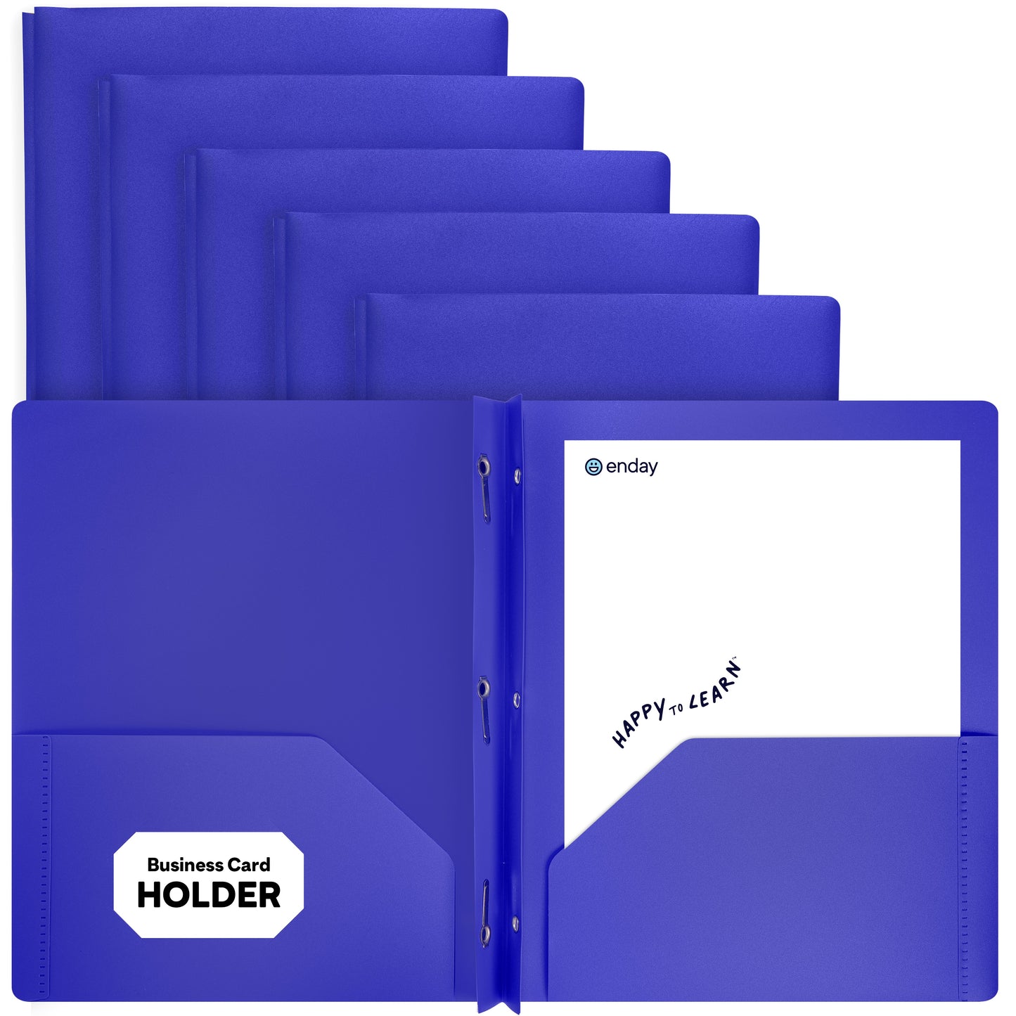 Plastic Folders with Pockets and Prongs, Assorted Colors Two Pocket Folder with Brads, 6 Pc –by Enday