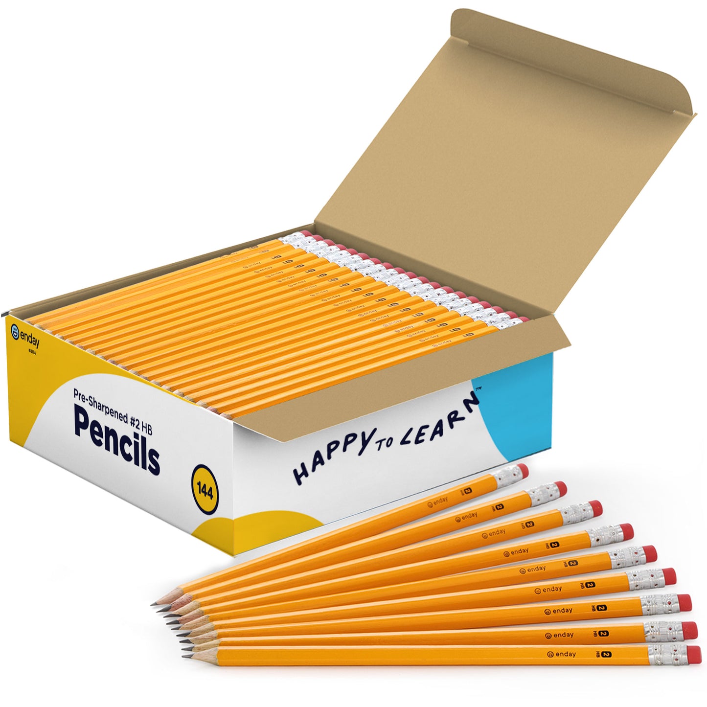 Enday Bulk Box of # 2 Pre-Sharpened Wood Pencils