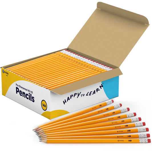 Enday Bulk Box of # 2 Pre-Sharpened Wood Pencils