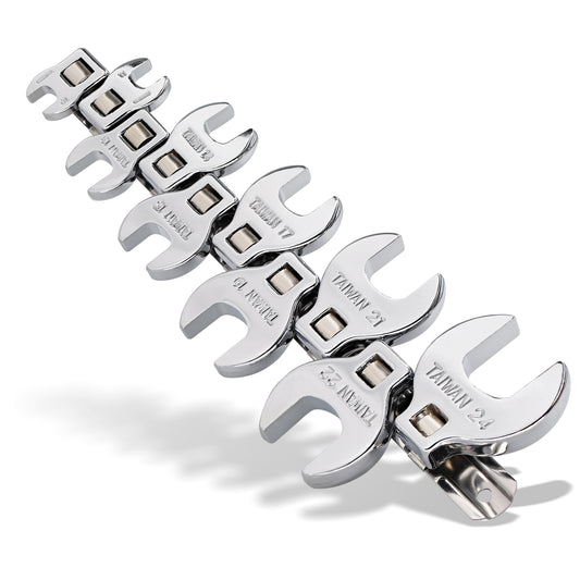 Crows Foot Wrench Set (Metric) Easily Access Hard-To-Reach Areas, Includes Sizes: From 10MM to 24MM - 10-Piece Kit With Clip-on Organizer