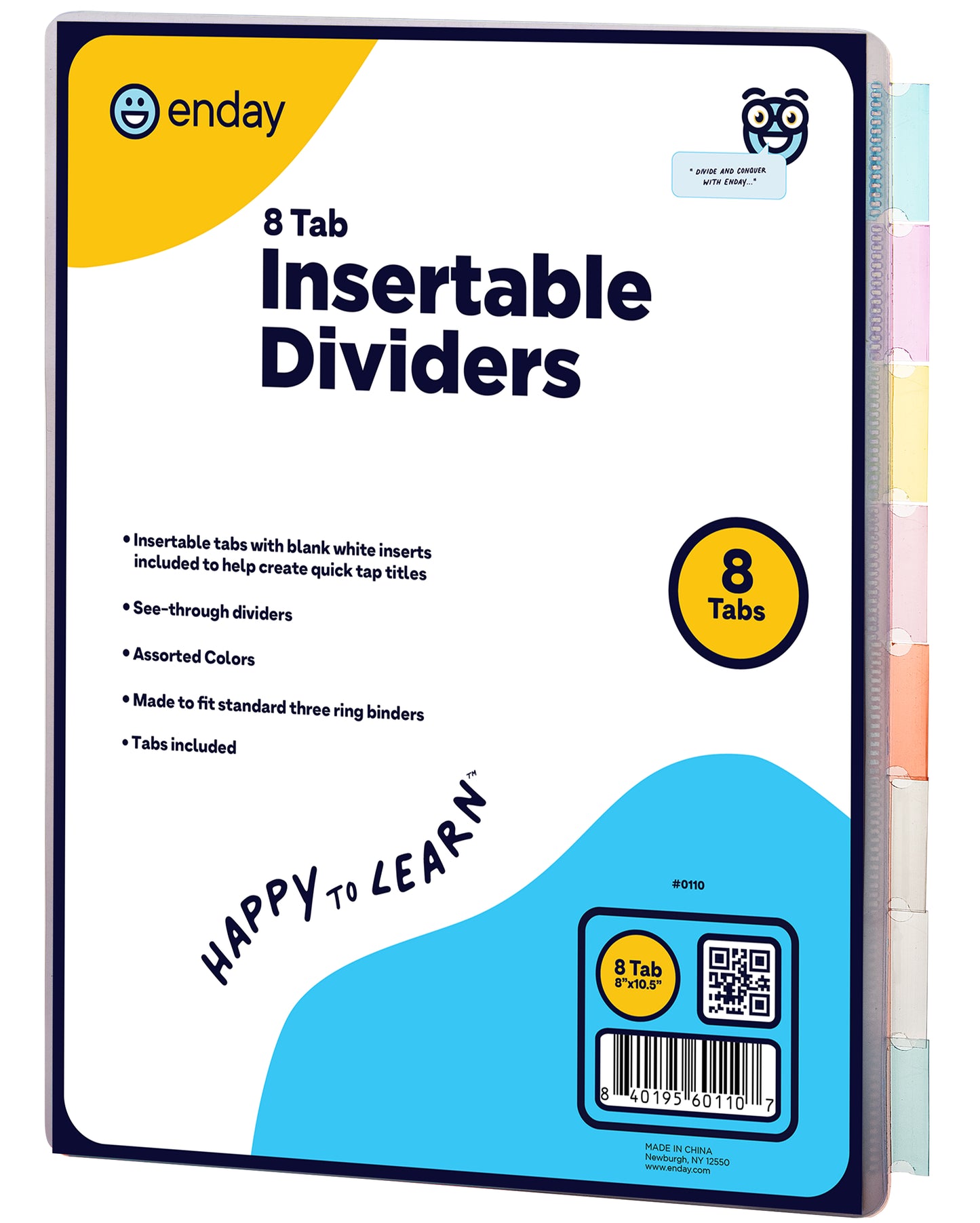 Enday 3-Ring Binder Dividers W/ Insertable Color Tabs