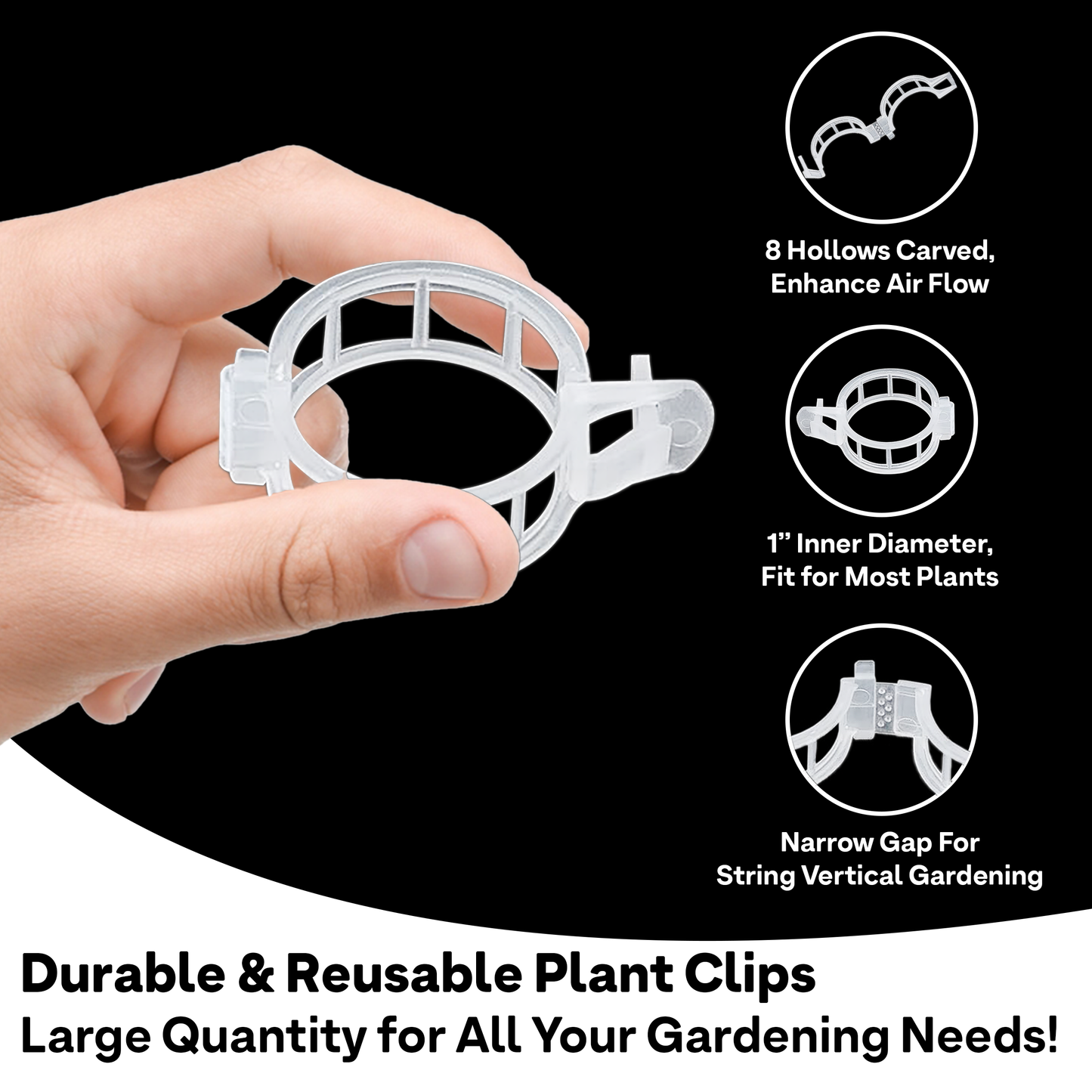 180 Pcs Clear Plastic Plant Support Clips, Garden Trellis Clips for Vegetables, Tomatoes & Climbing Plants to Grow Upright & Healthier
