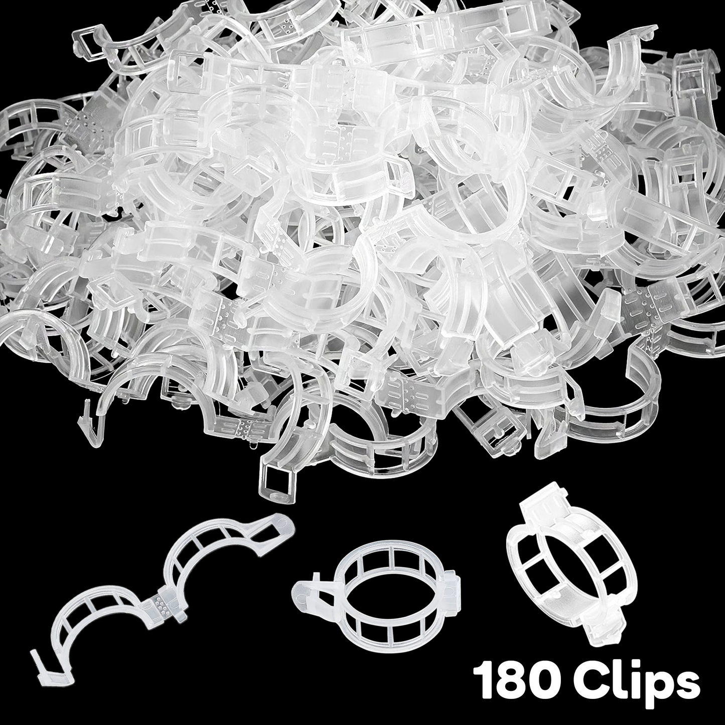 180 Pcs Clear Plastic Plant Support Clips, Garden Trellis Clips for Vegetables, Tomatoes & Climbing Plants to Grow Upright & Healthier