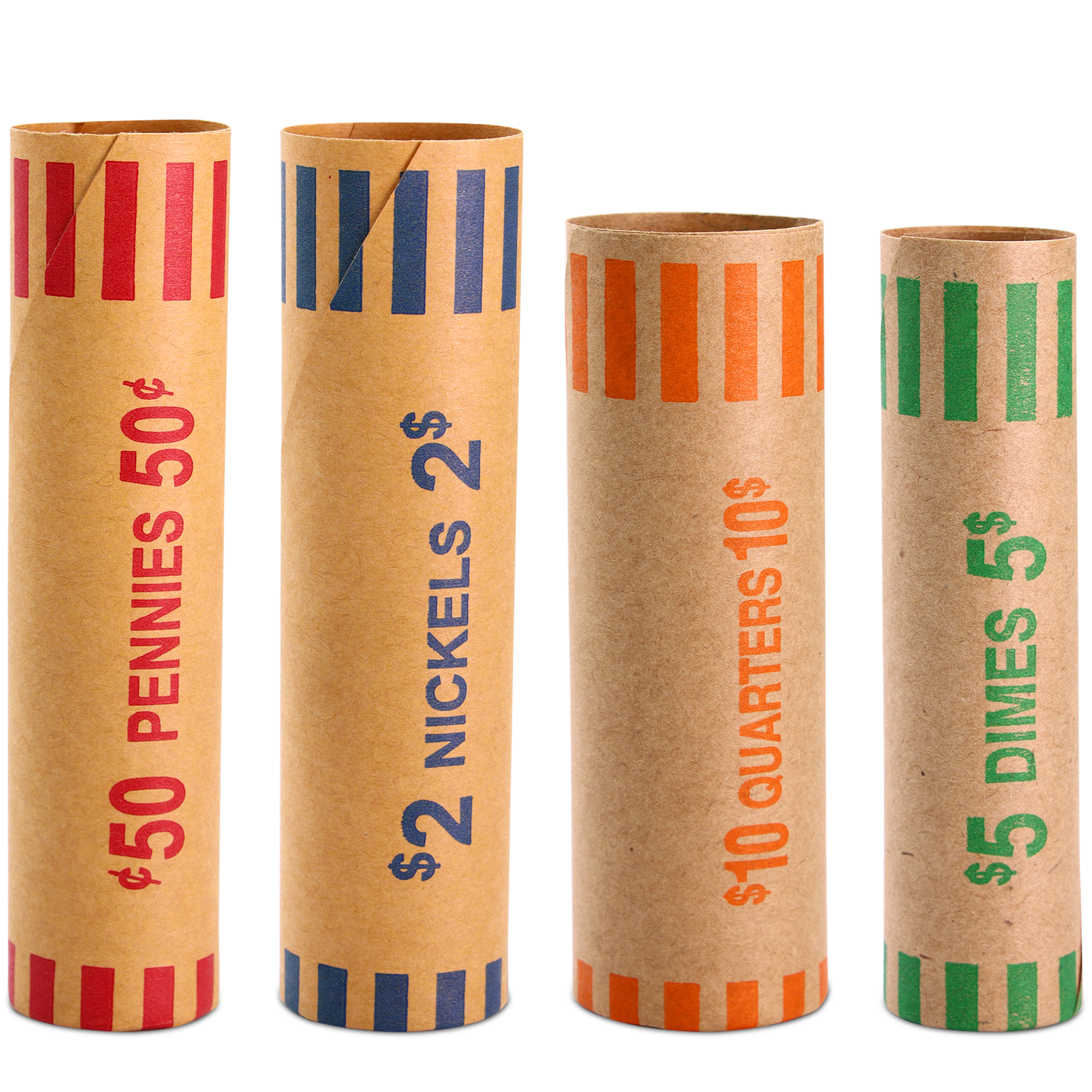 Coin Wrappers  Assorted Preformed Coin Rolls Wrappers for Quarters, Pennies, Nickels & Dimes, Coin Wrappers for All Coins for Bank & Office