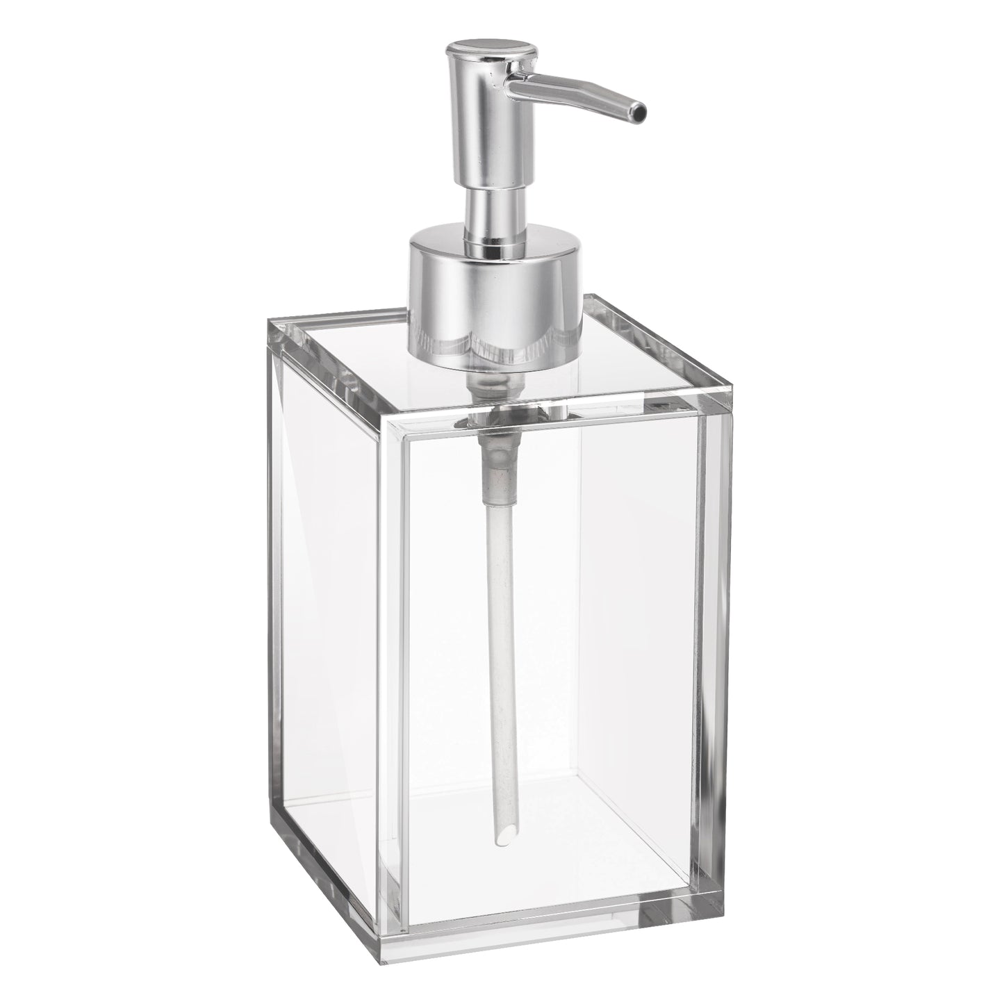 Clear Acrylic Refillable Soap Dispenser with Rust Proof Stainless Steel Pump, Modern Square Liquid Hand Soap Dispenser 12 oz, - Elavain