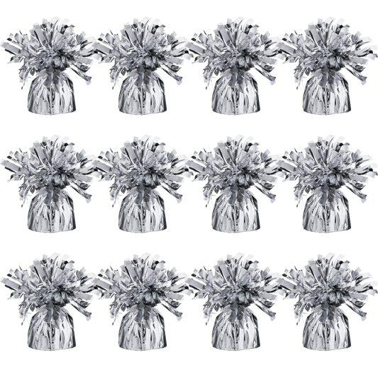 Balloon Weights – 12-Pack Metallic Foil, 4.8" Heavy Weights for Helium Balloons, Perfect for Parties, Birthdays & Weddings.