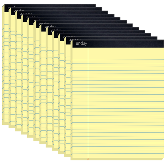 Enday Legal Pads 8.5 x 11 Inch, (12 Pack) 50 Sheets per Notepad, Note Pads, Legal Ruled Writing Pad with Perforated Pages