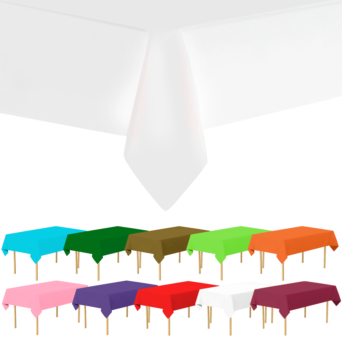 Plastic Tablecloth Disposable, Tablecloths for Rectangle Tables 54 inch. x 108 inch. Fits Tables Up to 8 Feet, Table Cloth for Party - SparkSettings