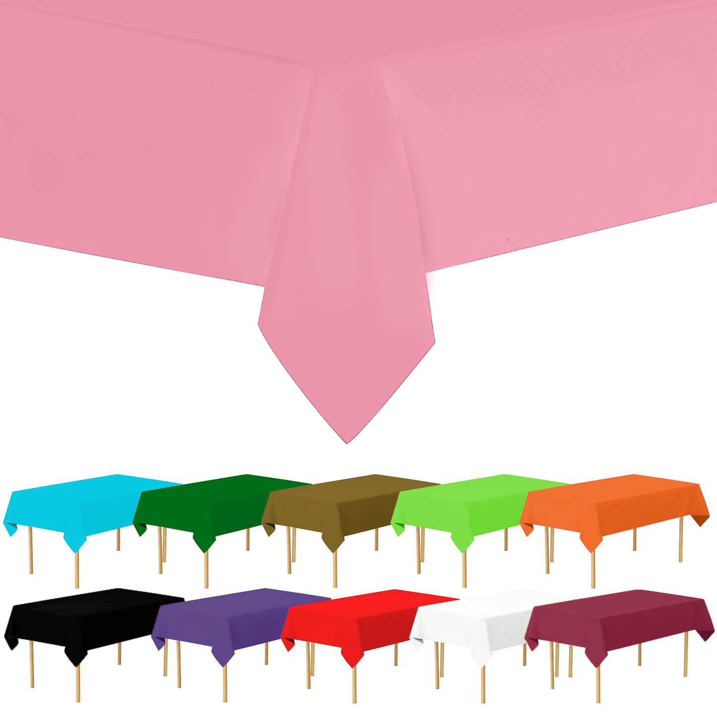 Plastic Tablecloth Disposable, Tablecloths for Rectangle Tables 54 inch. x 108 inch. Fits Tables Up to 8 Feet, Table Cloth for Party - SparkSettings
