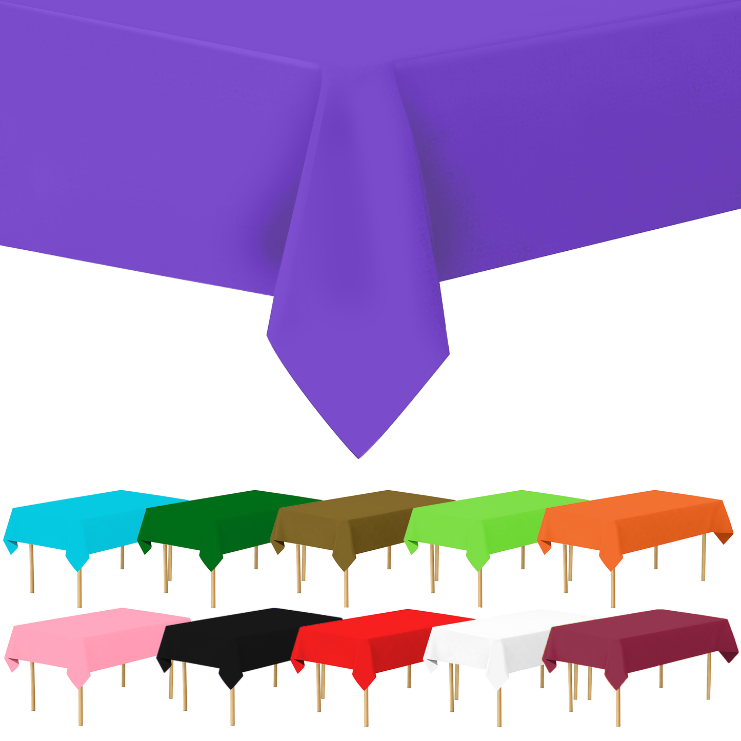 Plastic Tablecloth Disposable, Tablecloths for Rectangle Tables 54 inch. x 108 inch. Fits Tables Up to 8 Feet, Table Cloth for Party - SparkSettings