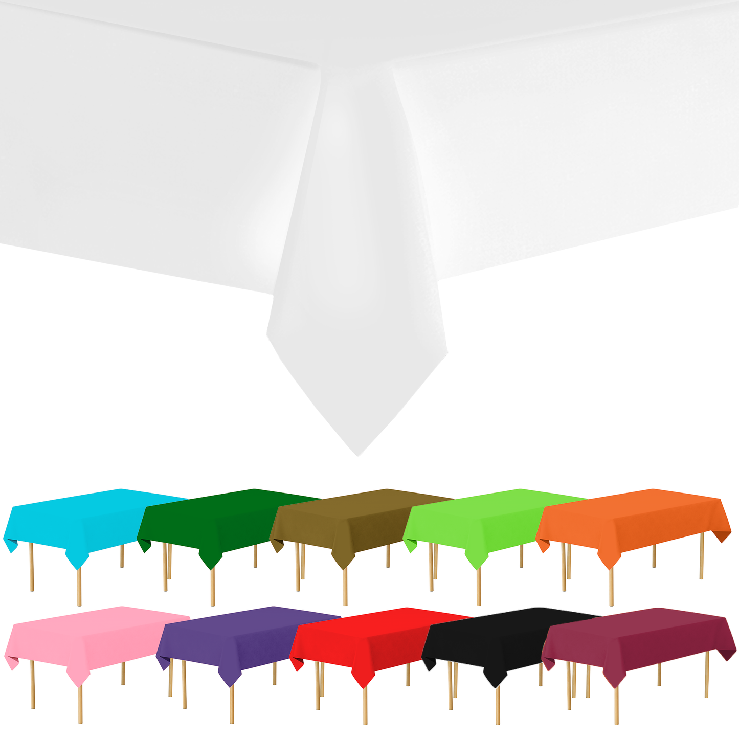 Plastic Tablecloth Disposable, Tablecloths for Rectangle Tables 54 inch. x 108 inch. Fits Tables Up to 8 Feet, Table Cloth for Party - SparkSettings