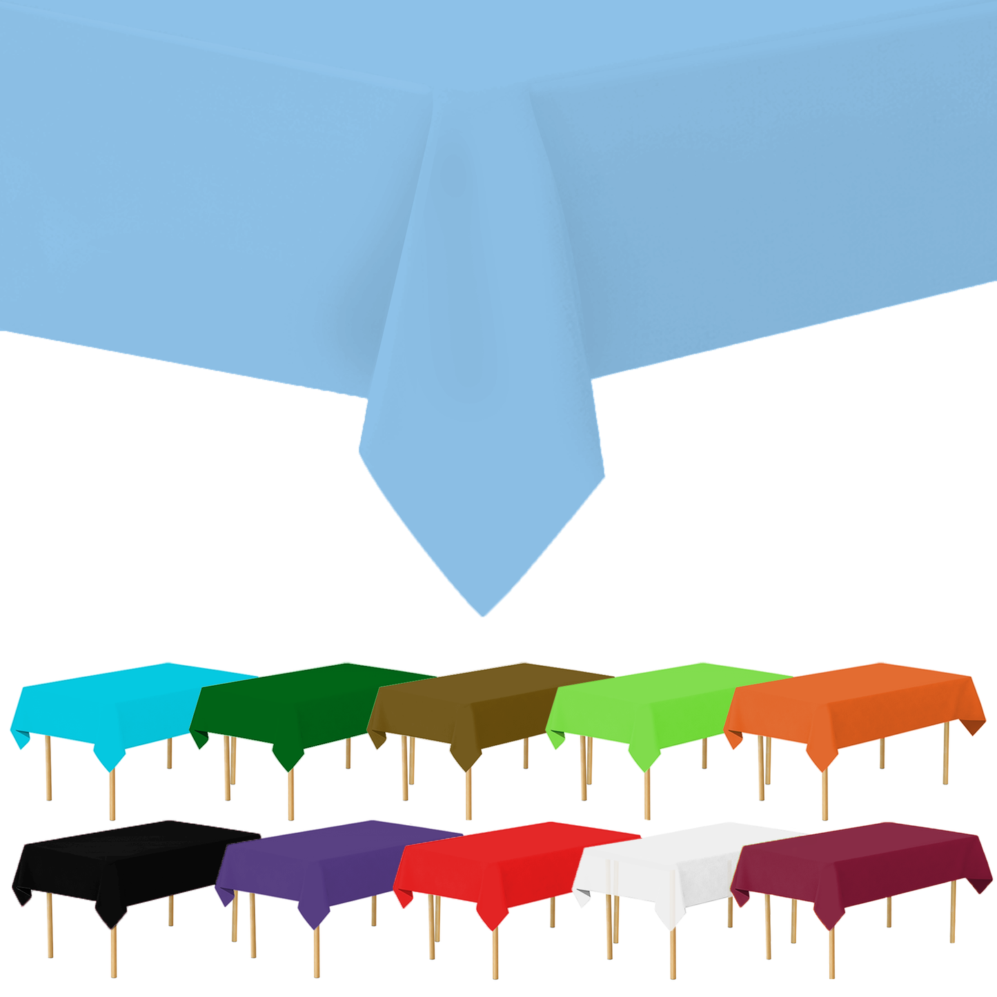 Plastic Tablecloth Disposable, Tablecloths for Rectangle Tables 54 inch. x 108 inch. Fits Tables Up to 8 Feet, Table Cloth for Party - SparkSettings