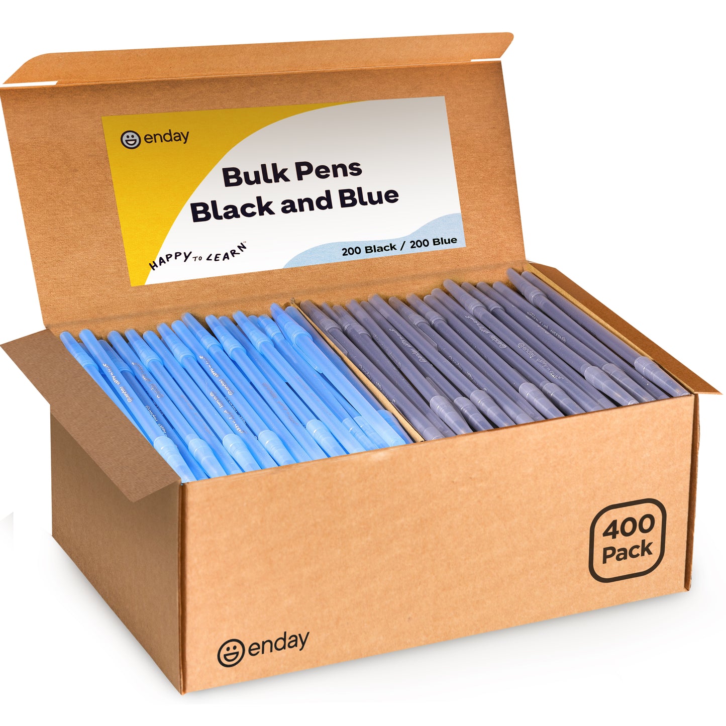 Enday Pens Bulk Black Pens Blue Pens Ballpoint, Medium Point (1.0mm), Flexible Round Barrel For Writing Comfort Ballpoint Pens For School, Office