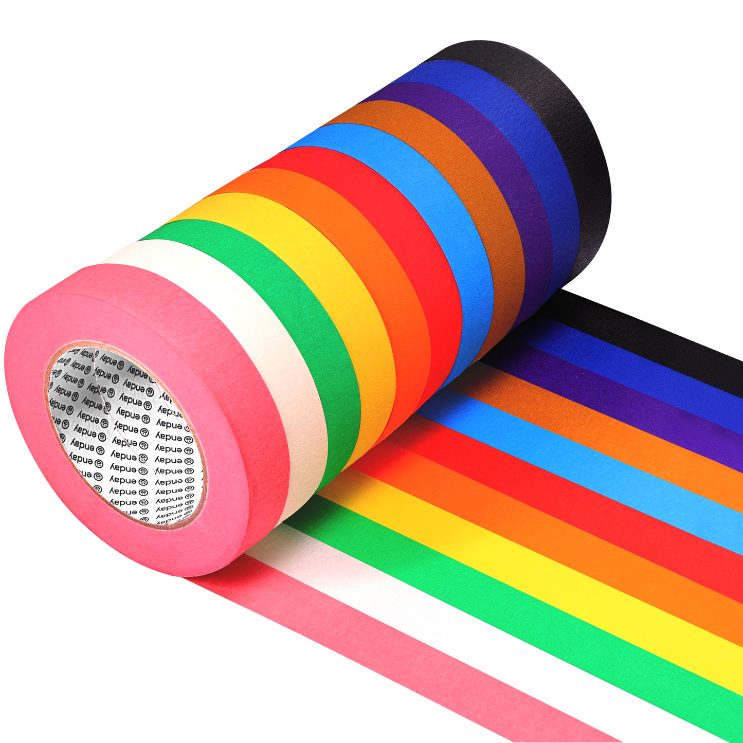 Enday Colored Masking Tape 1 inch Wide x 180 Feet (60 Yards) per roll - Painters Tape, Great for Arts Crafts & Labeling