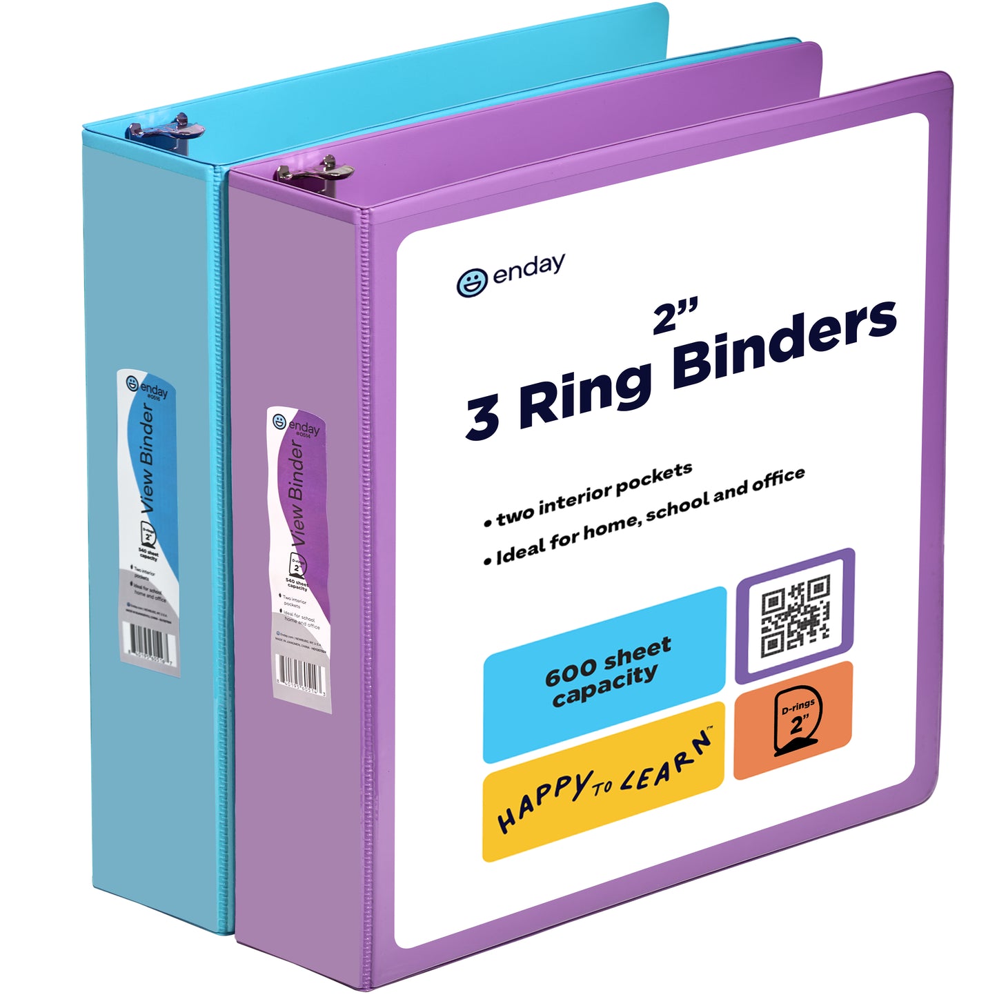 3 Ring Binder  (2 Pack) Three Ring Binder, Clear View Cover with 2 Inside Pockets