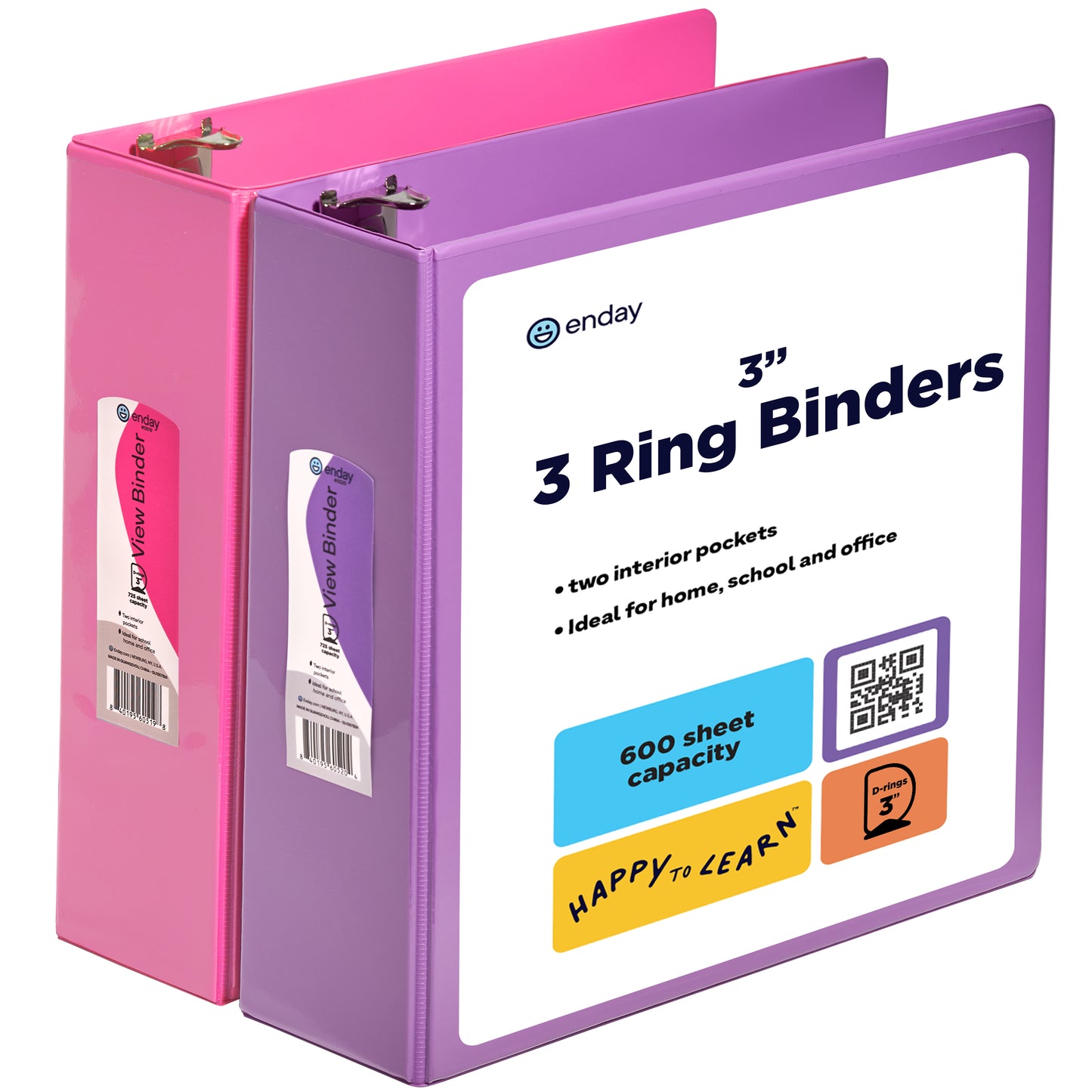 3 Ring Binder  (2 Pack) Three Ring Binder, Clear View Cover with 2 Inside Pockets