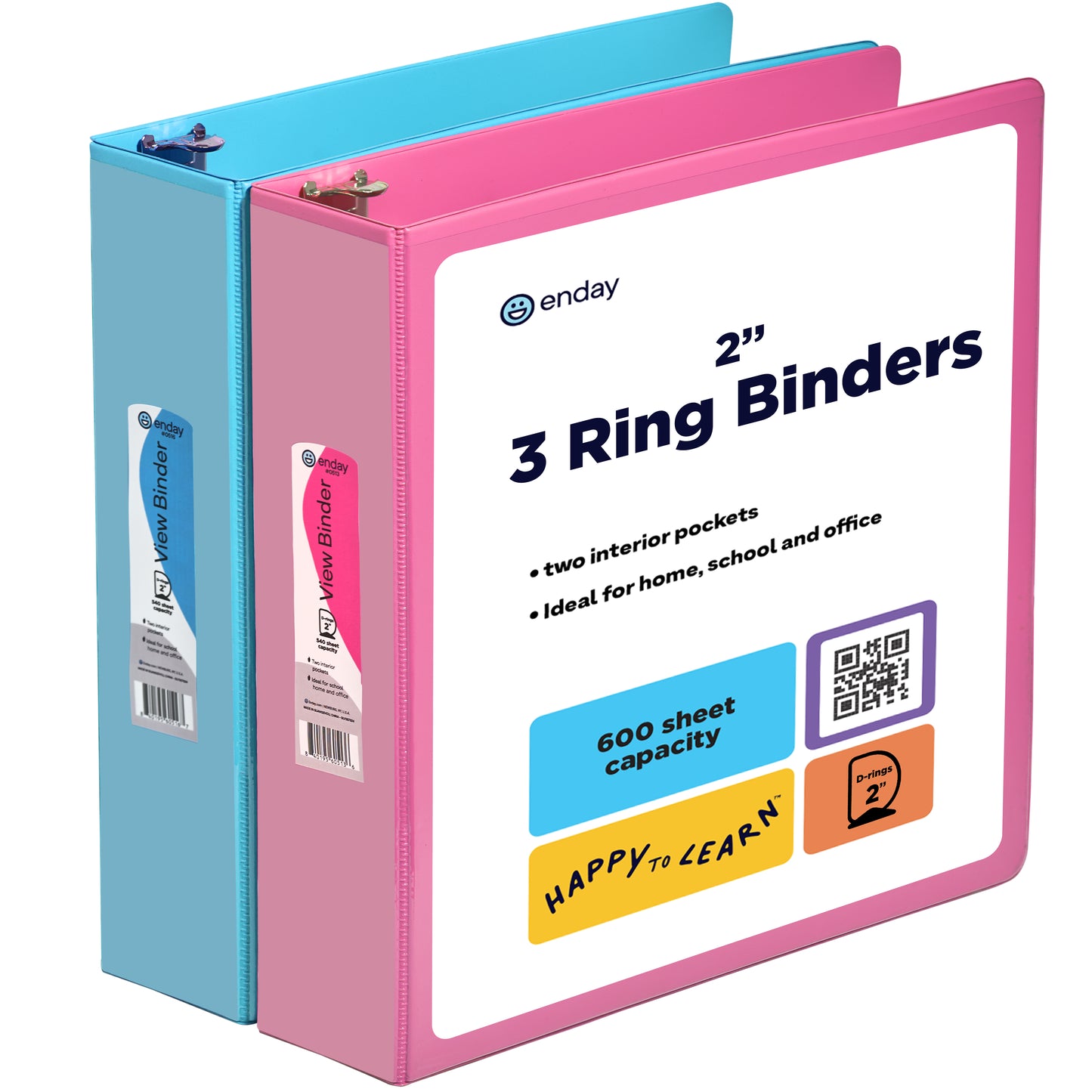 3 Ring Binder  (2 Pack) Three Ring Binder, Clear View Cover with 2 Inside Pockets