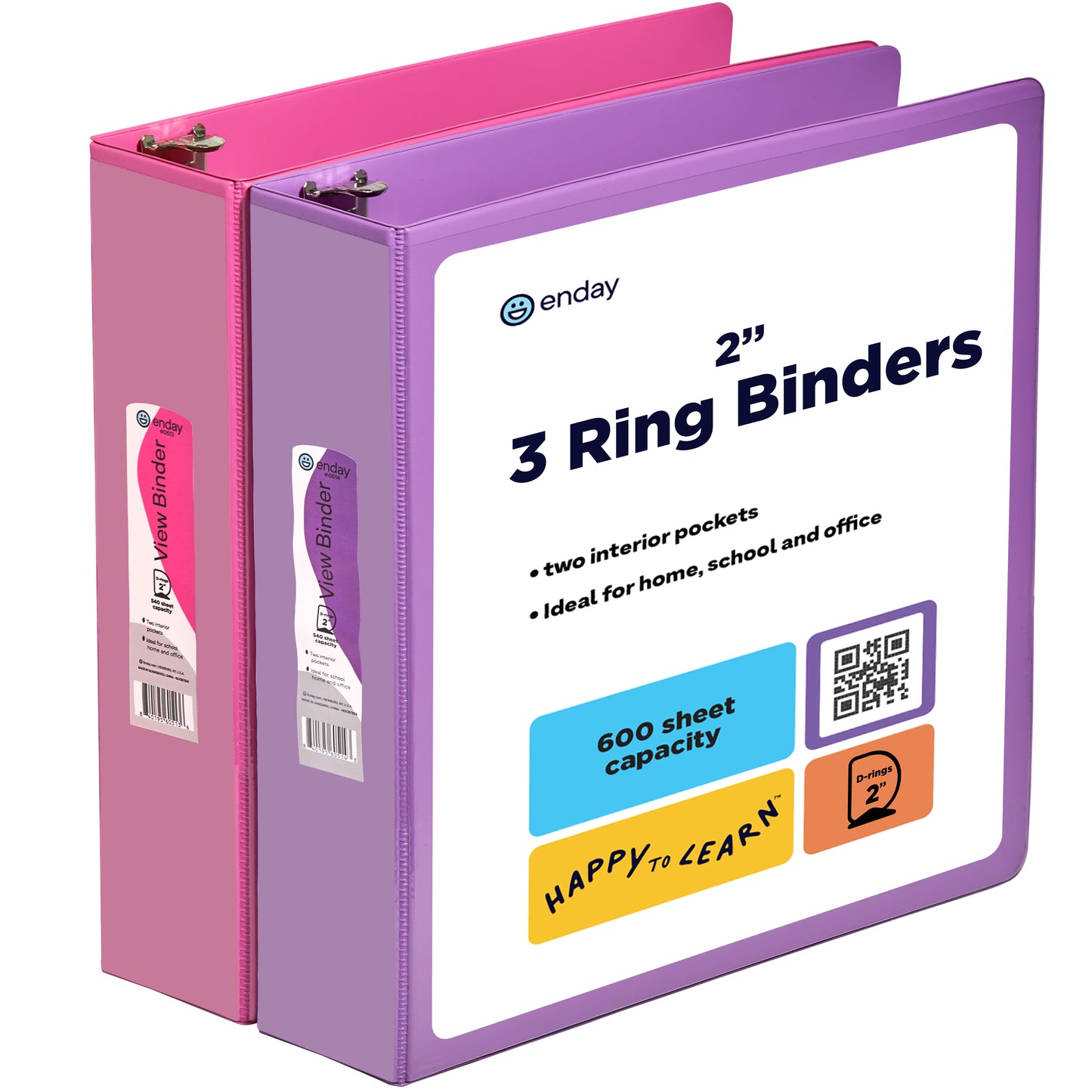 3 Ring Binder  (2 Pack) Three Ring Binder, Clear View Cover with 2 Inside Pockets