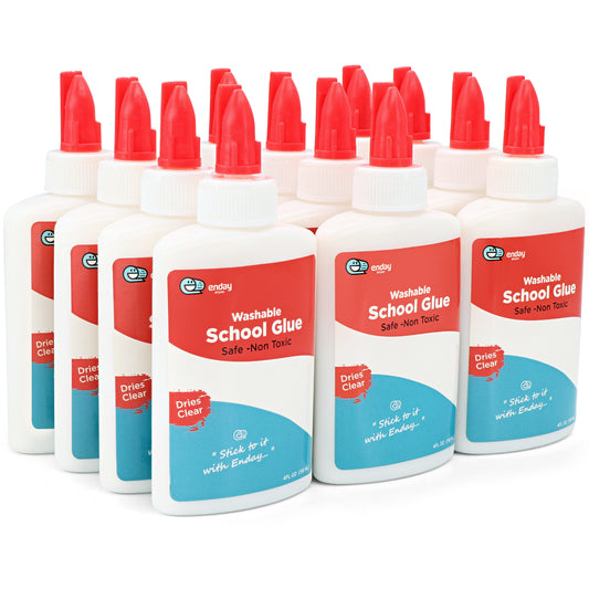 Liquid Glue - 4 oz Washable School Glue, White Glue Bottles, Glue Bulk, Non-Toxic Liquid Glue for Kids - Glue for Slime, Arts & Craft Glue - by Enday