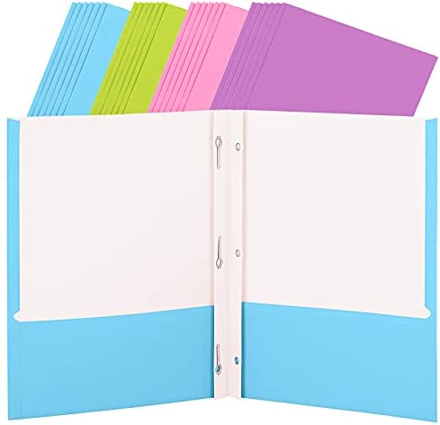 Enday Paper 2-Pockets Poly Portfolio W/ 3 Prongs 24 Pack.