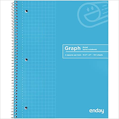 Enday 100 Ct. Quad-Ruled Spiral Notebook