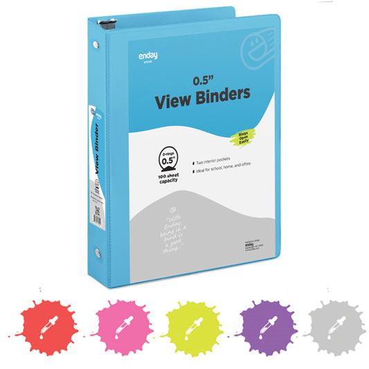 Enday 3-Ring View Binder W/ 2-Pockets