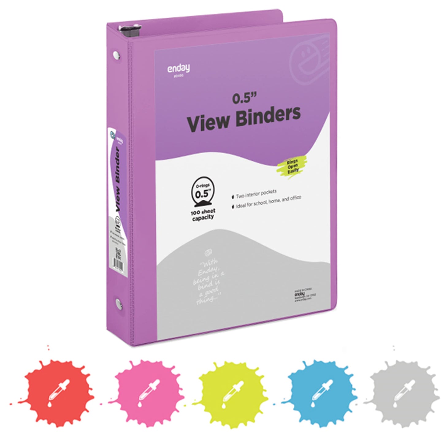 Enday 3-Ring View Binder W/ 2-Pockets