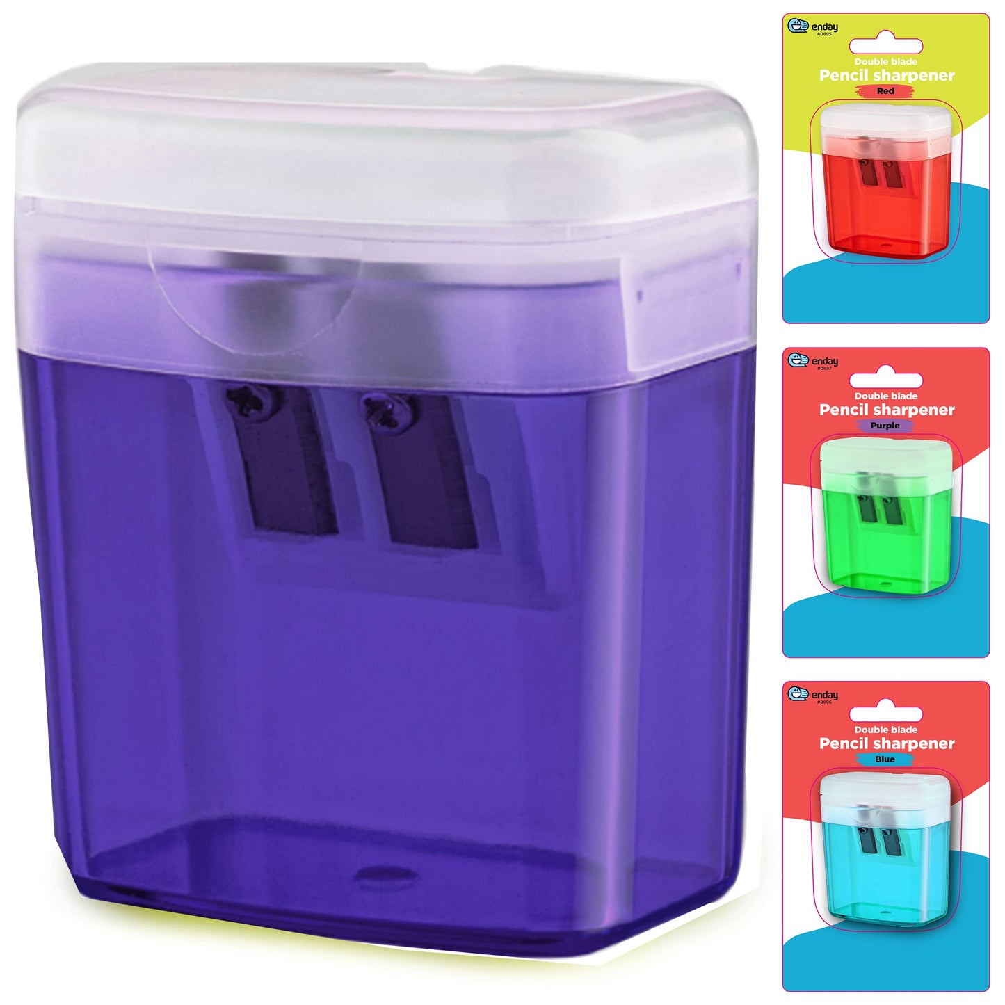Enday 2-Hole Rectangular Sharpener W/Recycle Bin