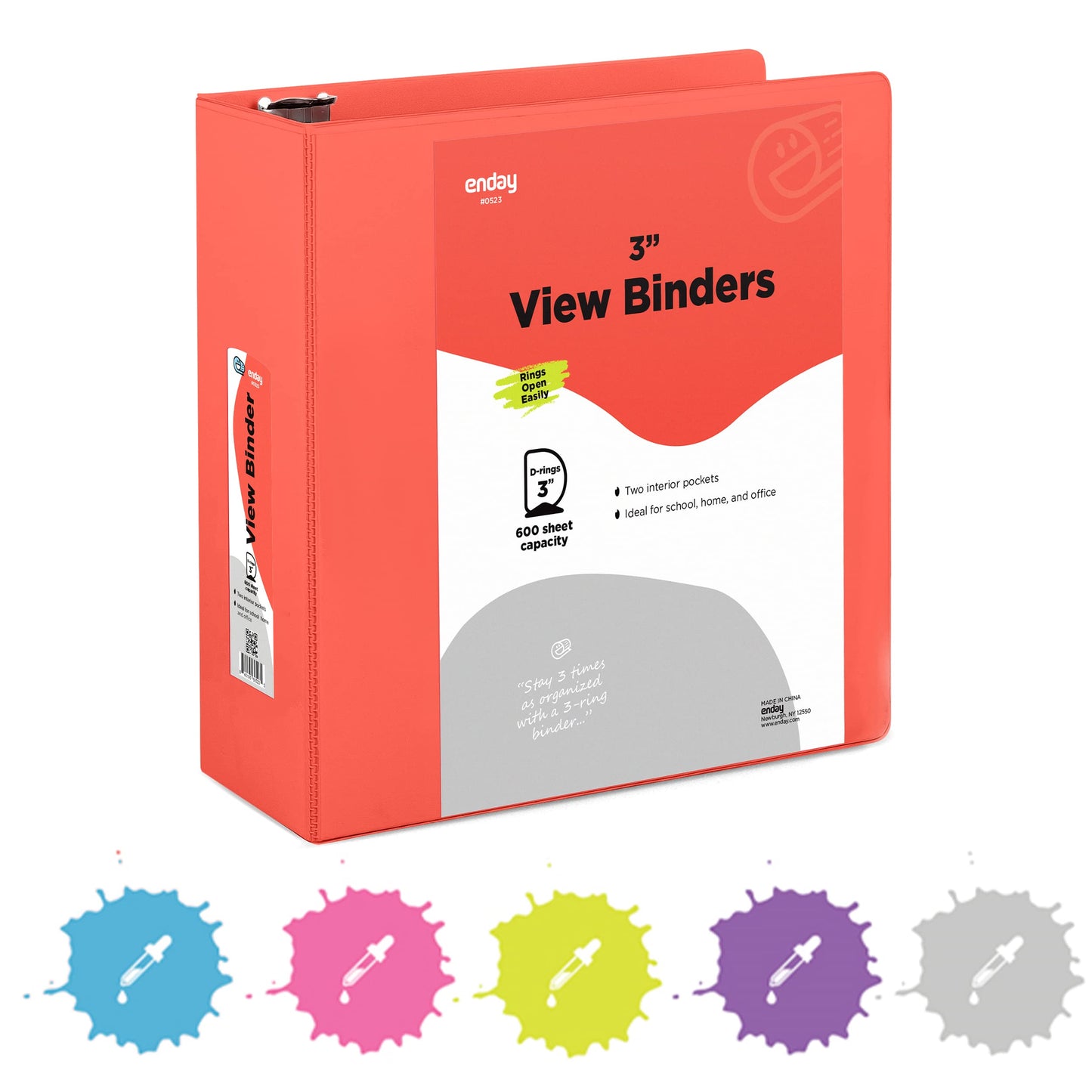 Enday 3-Ring View Binder W/ 2-Pockets