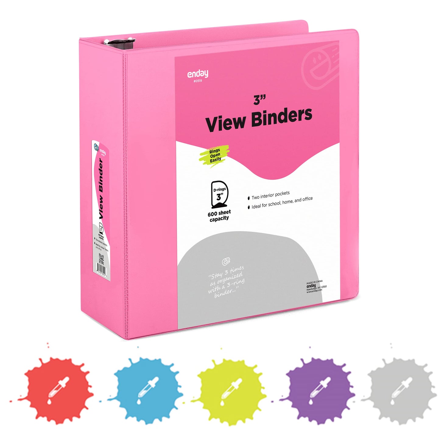 Enday 3-Ring View Binder W/ 2-Pockets