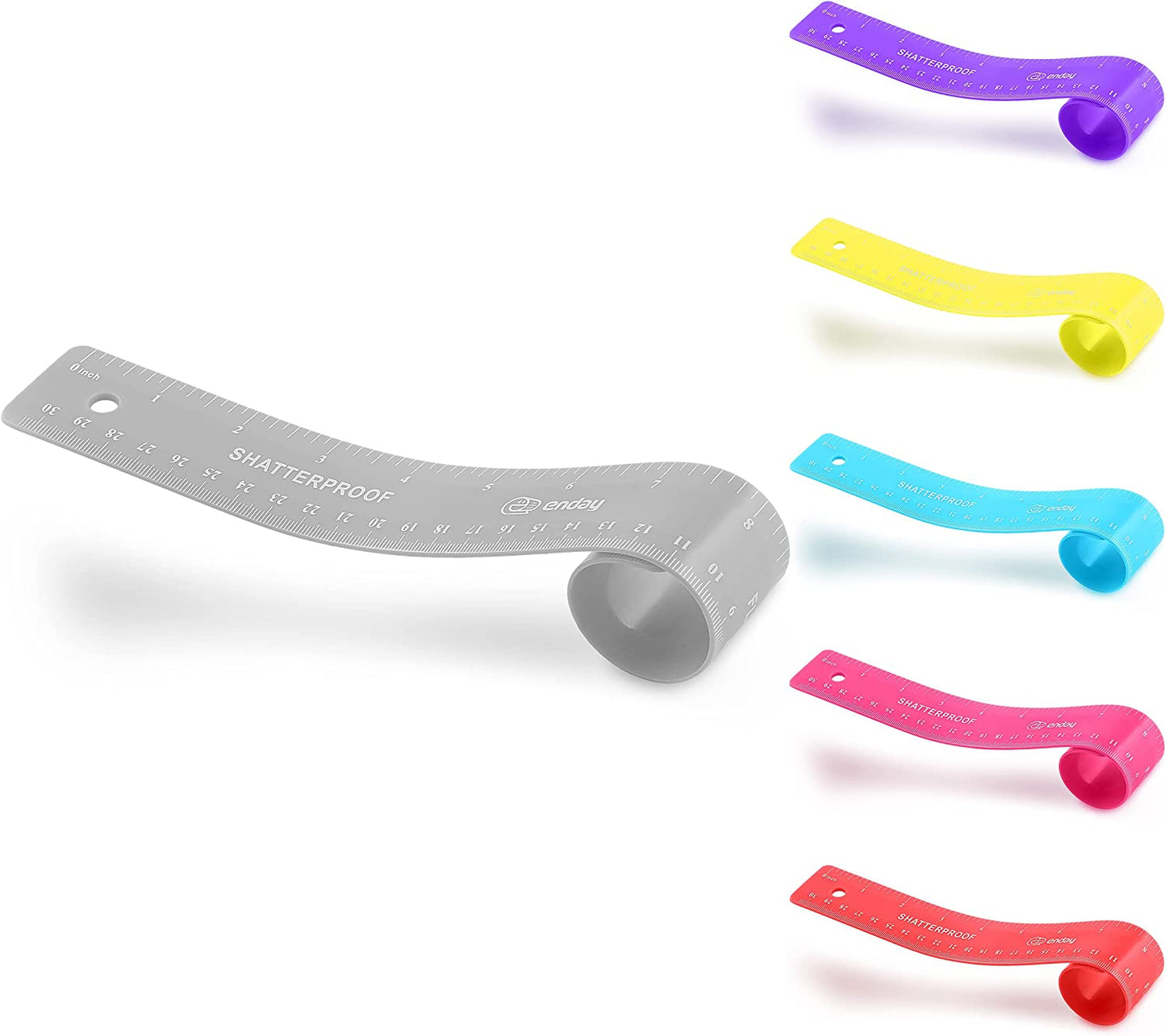 Enday 12" (30cm) Shatterproof Flexible Ruler