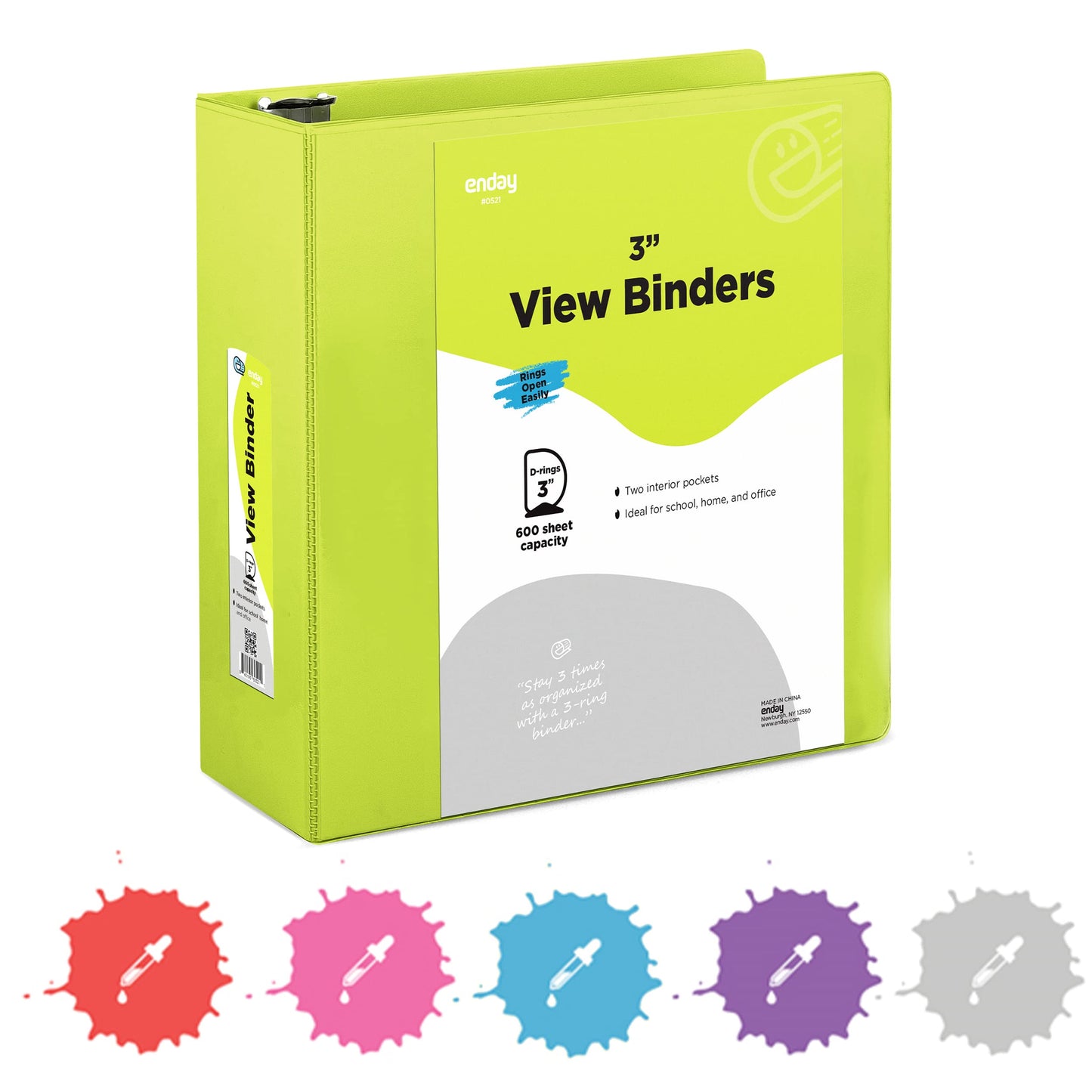 Enday 3-Ring View Binder W/ 2-Pockets