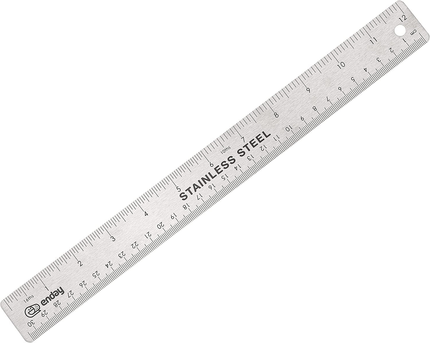 Enday 12" (30cm) Stainless Steel Ruler W/ Non-Skid Back