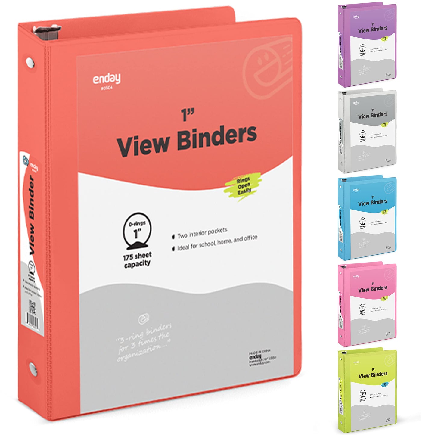 Enday 3-Ring View Binder W/ 2-Pockets